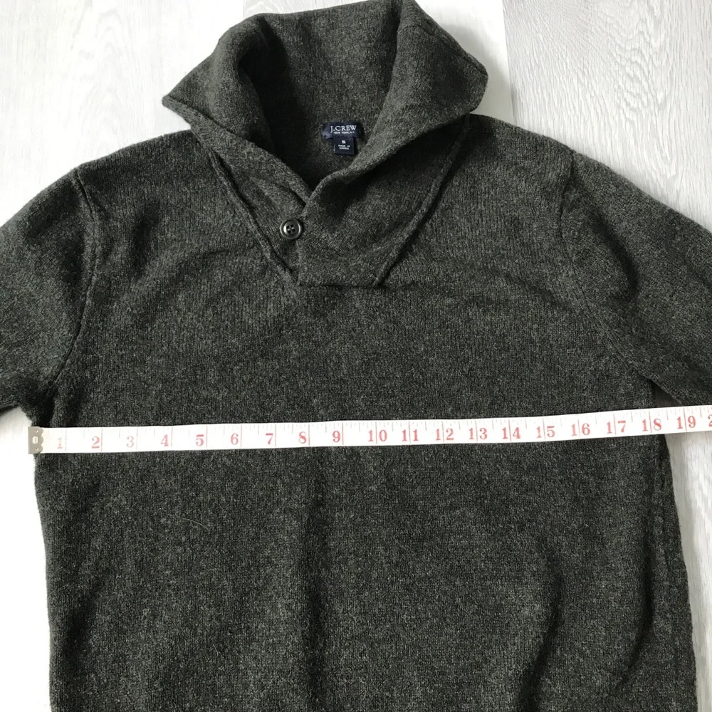 J CREW GREEN WOOL FISHERMAN SHAWL COLLAR CHUNKY SWEATER MENS SMALL
